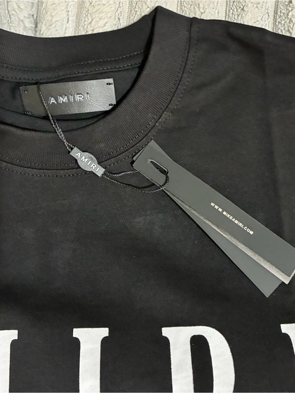 AMIRI Black Crewneck T-Shirt with White Logo